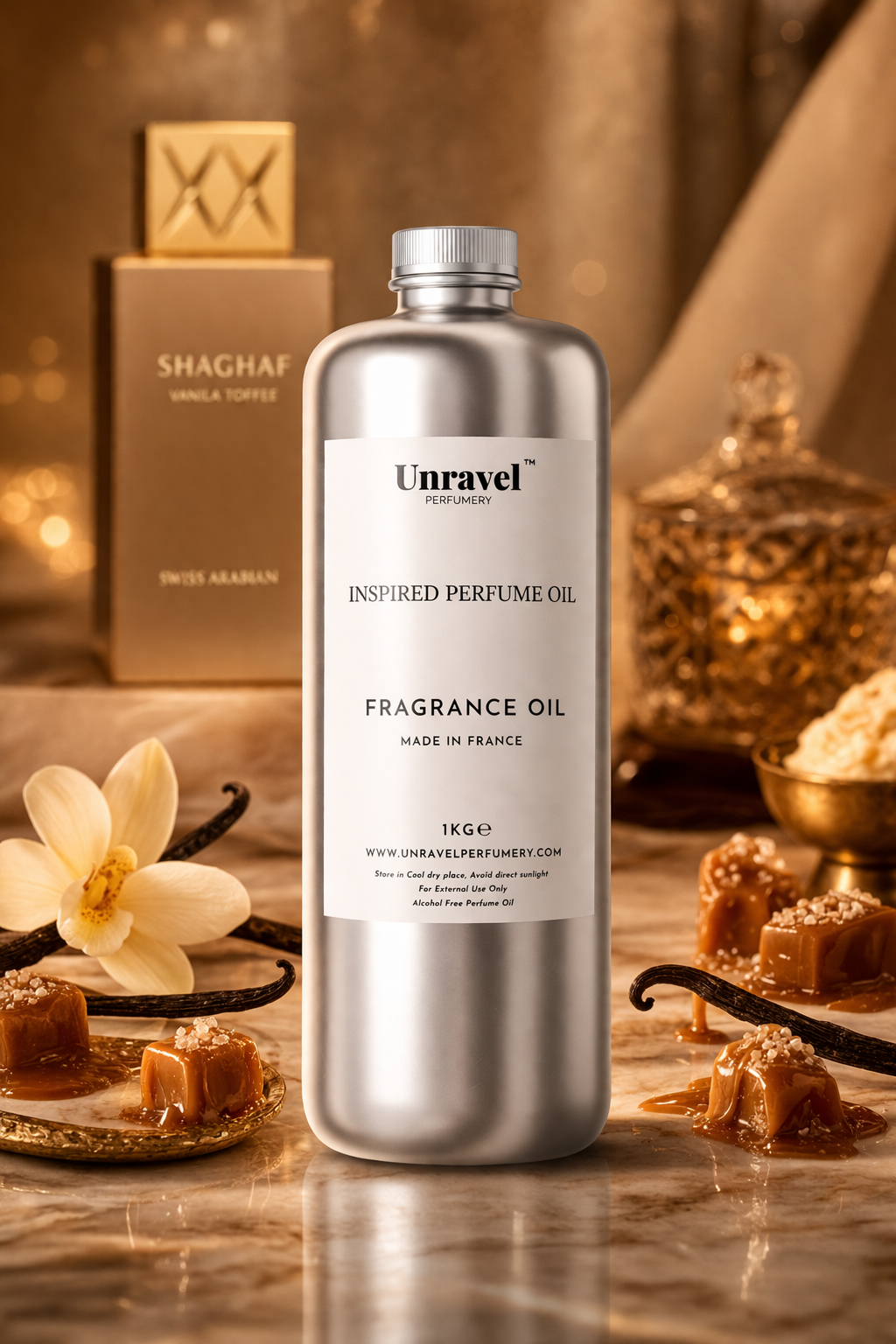 Swiss Arabian Shaghaf Vanilla Toffee Inspired Perfume Oil | Comparable to Swiss Arabian Shaghaf Vanilla Toffee | Premium Perfume Oil for Perfumery & Cosmetics