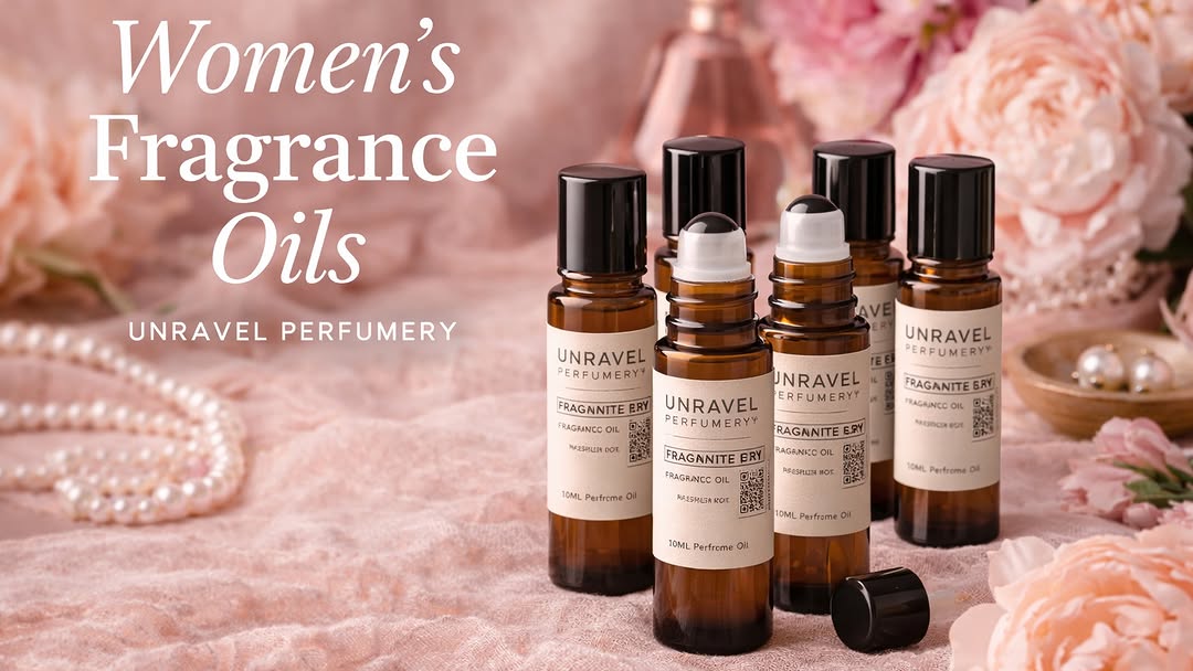 Elegant amber perfume oil bottles with pearls and flowers — affordable inspired alternatives to luxury fragrances