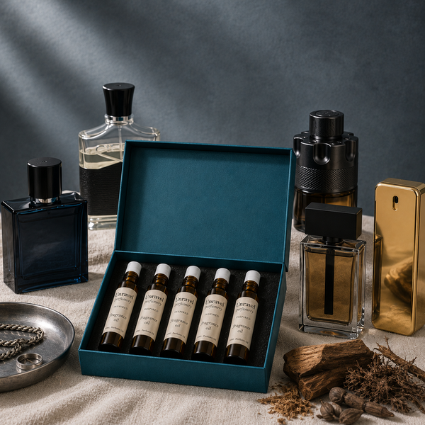 Men's Designer Perfume Oil Sampler — 5× 8ml Inspired Oils for Perfumery & Reselling