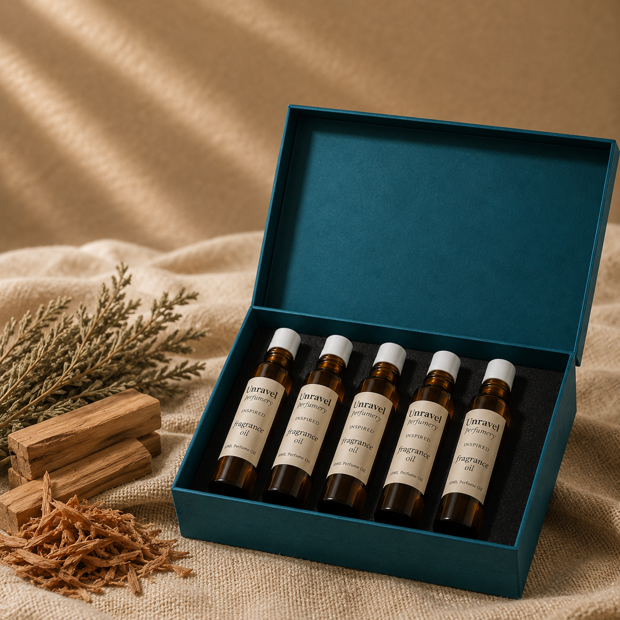 Woody Perfume Oil Sampler — 5× 10g Inspired Oils for Perfumery & Reselling